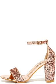 Bella Luna Adira Champagne Glitter Ankle Strap Heels