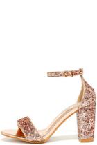 Bella Luna Adira Champagne Glitter Ankle Strap Heels