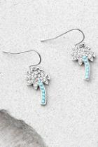 Lulus Palms Of Paradise Blue And Silver Rhinestone Earrings