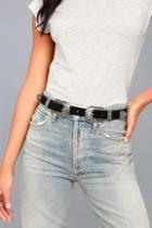 Lulus Winding Road Silver And Black Double Buckle Belt