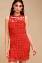 Pay Tribute Red Crochet Lace Dress | Lulus