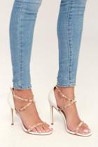 Trixyn White And Nude Studded Ankle Strap Heels | Lulus