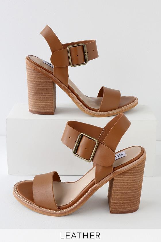 Steve Madden Castro Cognac Leather High Heel Sandal Heels | Lulus