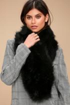 Lulus | Maisie Black Faux Fur Scarf | 100% Polyester