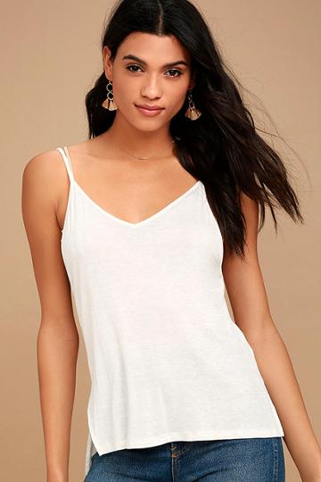 Lulus | Way To My Heart Ivory Tank Top | Size Large | White