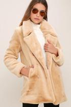 Lulus Fabulous Feeling Beige Faux Fur Coat
