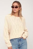 Lush Bavaria Cream Cable Knit Sweater | Lulus
