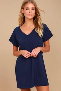 Lulus Clear Day Navy Blue T-shirt Dress