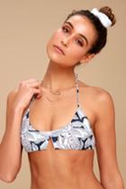 Tavik Cassis Navy Blue Floral Print Bikini Top | Lulus