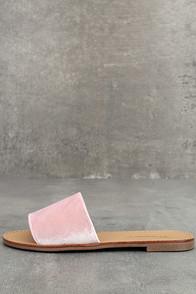 Breckelle's Taren Blush Velvet Slide Sandals