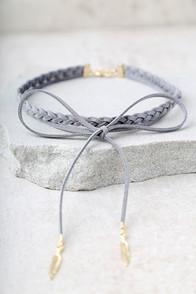 Lulus Steadfast Gold And Grey Wrap Necklace