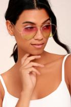 Lulus | Keola Gold And Pink Ombre Aviator Sunglasses | 100% Uv Protection