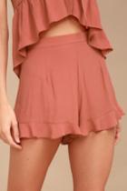 Lucy Love Frill Seeker Rusty Rose Shorts | Lulus