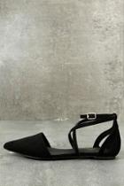 Olivia Jaymes Rayna Black Suede Pointed Flats