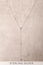 Lulus Joyful Heart Sterling Silver Rhinestone Drop Necklace