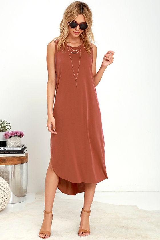Lush Midnight Lady Washed Red Midi Dress | Lulus