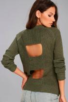 Jack By Bb Dakota Percival Olive Green Backless Sweater
