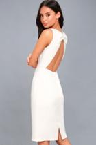 Lulus | Be Mine White Open Back Midi Dress | Size Large | 100% Polyester