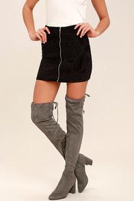 Breckelle's Anita Grey Suede Over The Knee Boots