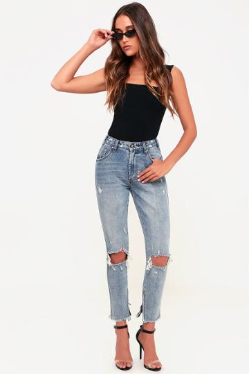 One X One Teaspoon High Waist Freebird Light Wash Distressed Skinny Jeans | Lulus