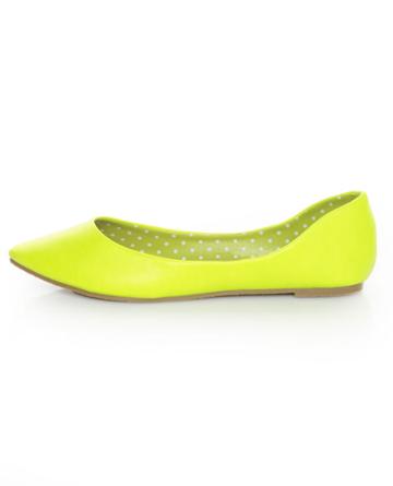 Privileged Vienna Neon Yellow Pointed Toe Flats