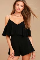 Lulus Daily Soiree Black Off-the-shoulder Romper