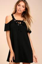 Lulus Shirina Black Lace-up Dress
