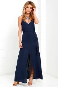 Lulus Fresh Air Navy Blue Maxi Dress