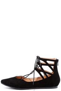 Lulus Giselle Black Suede Lace-up Flats