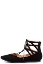 Lulus Giselle Black Suede Lace-up Flats