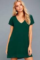 Lulus Freestyle Forest Green Shift Dress