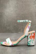 Chase & Chloe Chilali Nude Print Ankle Strap Heels