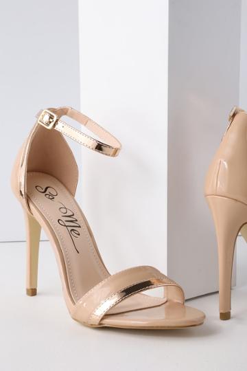 Machi Anabel Nude Patent Ankle Strap Heels | Lulus