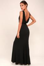 Lulus | Into The Night Black Backless Maxi Dress | Size Large | 100% Polyester