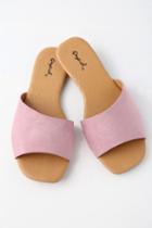 Qupid Remi Ash Lilac Suede Slide Sandal Heels | Lulus