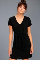 Lulus | Belong To The City Black Knotted Shift Dress | Size Large