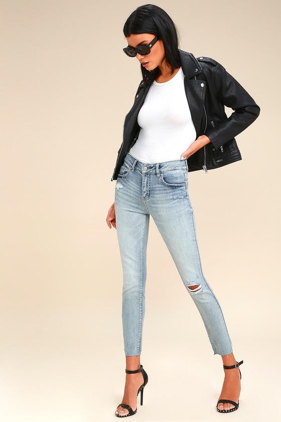 Eunina Clara Light Blue High-waisted Distressed Skinny Jeans | Lulus