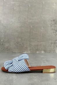 Athena Winnie Blue And White Knotted Slide Sandals