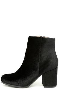 Qupid Annette Black Velvet Ankle Booties