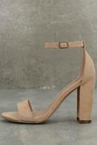 Breckelle's Raylen Natural Suede Ankle Strap Heels