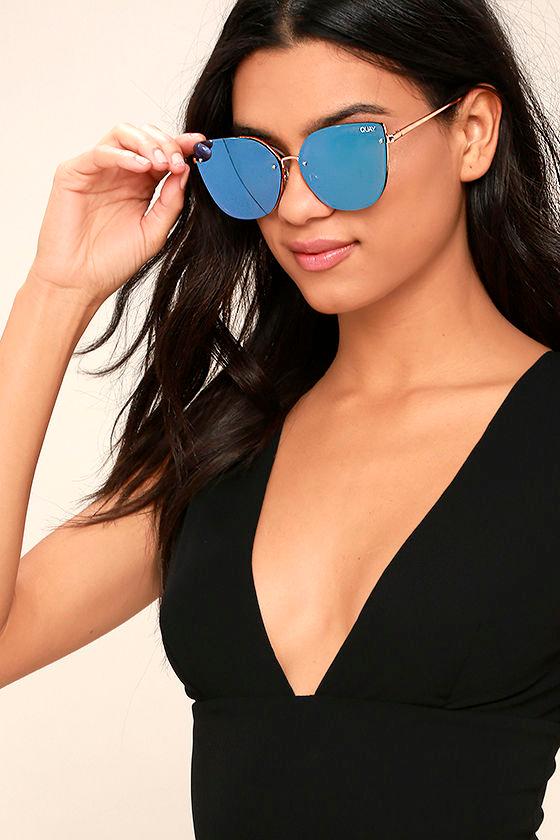 Quay | Lexi Purple And Gold Mirrored Cat-eye Sunglasses | 100% Uv Protection | Lulus