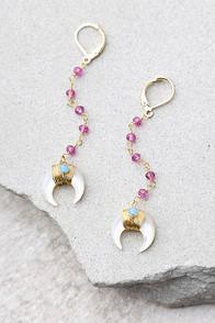 Shashi Tusk Gold And Purple Earrings