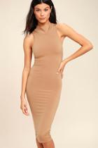 Lulus Rock Your Body Right Light Brown Bodycon Midi Dress