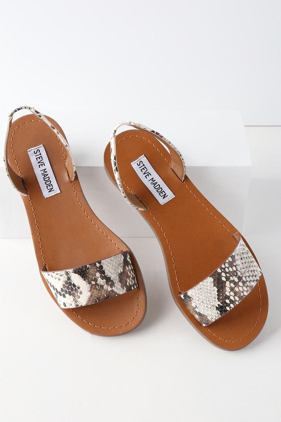 Steve Madden Alina Snake Flat Sandal Heels | Lulus