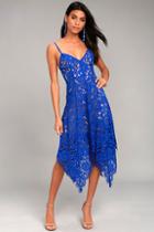 Lulus One Wish Royal Blue Lace Midi Dress