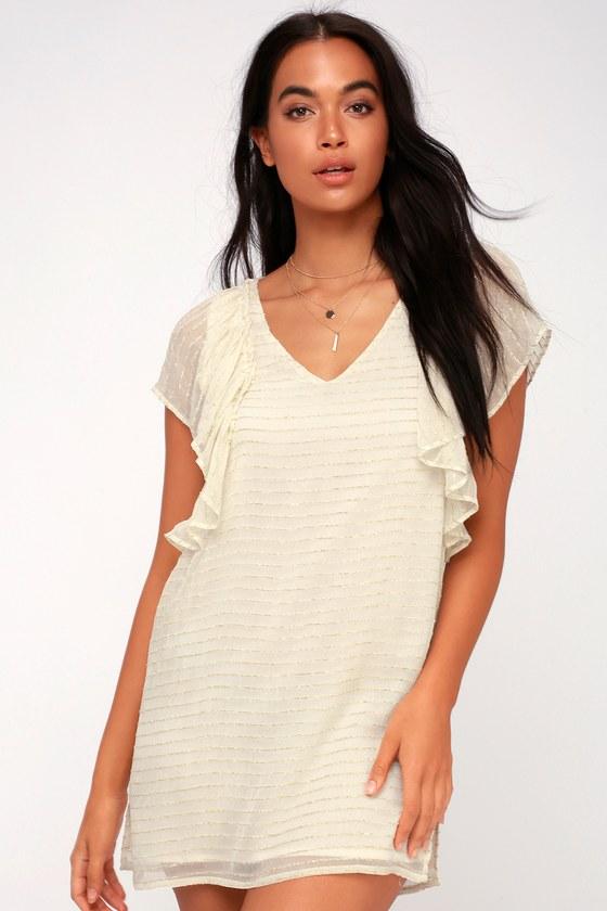 Amuse Society Sunset Dreams Gold Striped Shift Dress | Lulus