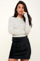 Free People Retro Mini Black Velvet Mini Skirt | Lulus
