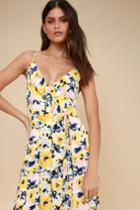 Berryessa Yellow Floral Print Sleeveless Maxi Dress | Lulus