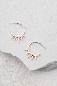Shashi Arushi Rose Gold Rhinestone Hoop Earrings