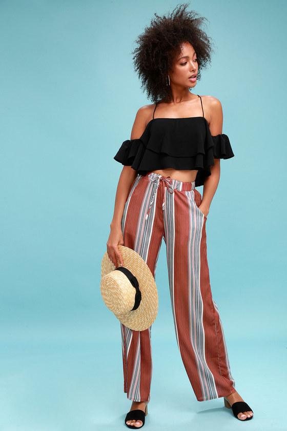 Rio Rust Red Striped Wide-leg Pants | Lulus